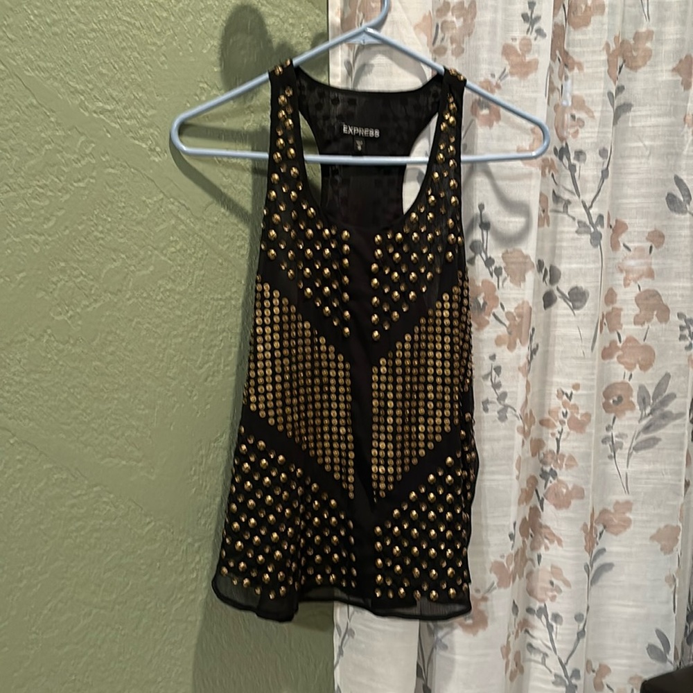 Express XS razor back tank with gold embellishments- never worn